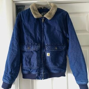Carhartt Women's Blue Jean Jacket with Sherpa Collar